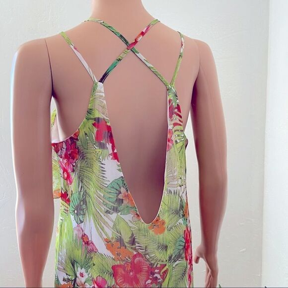 GB Tropical Print Sheer Crisscross Back Maxi Dress - Picture 9 of 14